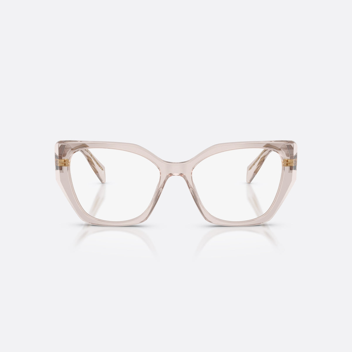 Prada PR 18WV 29D1O1 eyeglasses, violet irregular frame for women, plain bridge, integrated at rim, brand logo on temples, front view