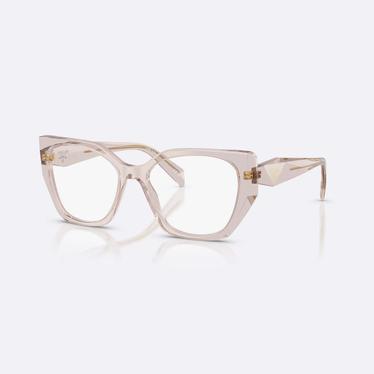 Prada PR 18WV 29D1O1 eyeglasses, violet irregular frame for women, plain bridge, brand logo on temples, full rim frame