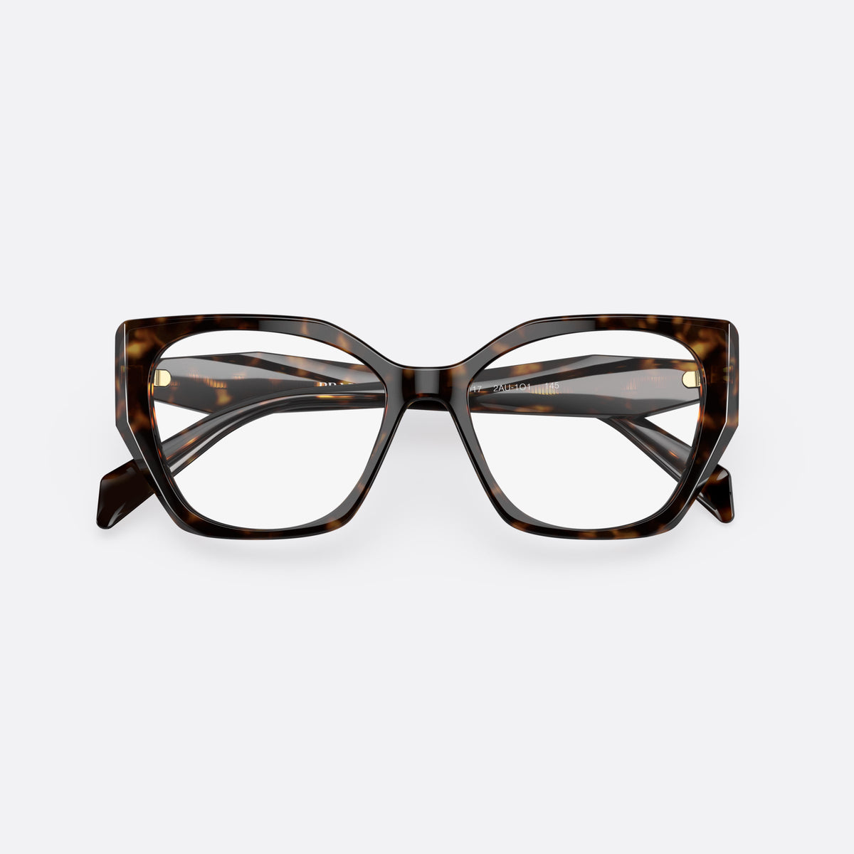 Rame ochelari de vedere Prada PR 18WV 2AU-1O1, neregulat havana, pentru femei, punte simplă cu centru ridicat, literele brandului pe brațe