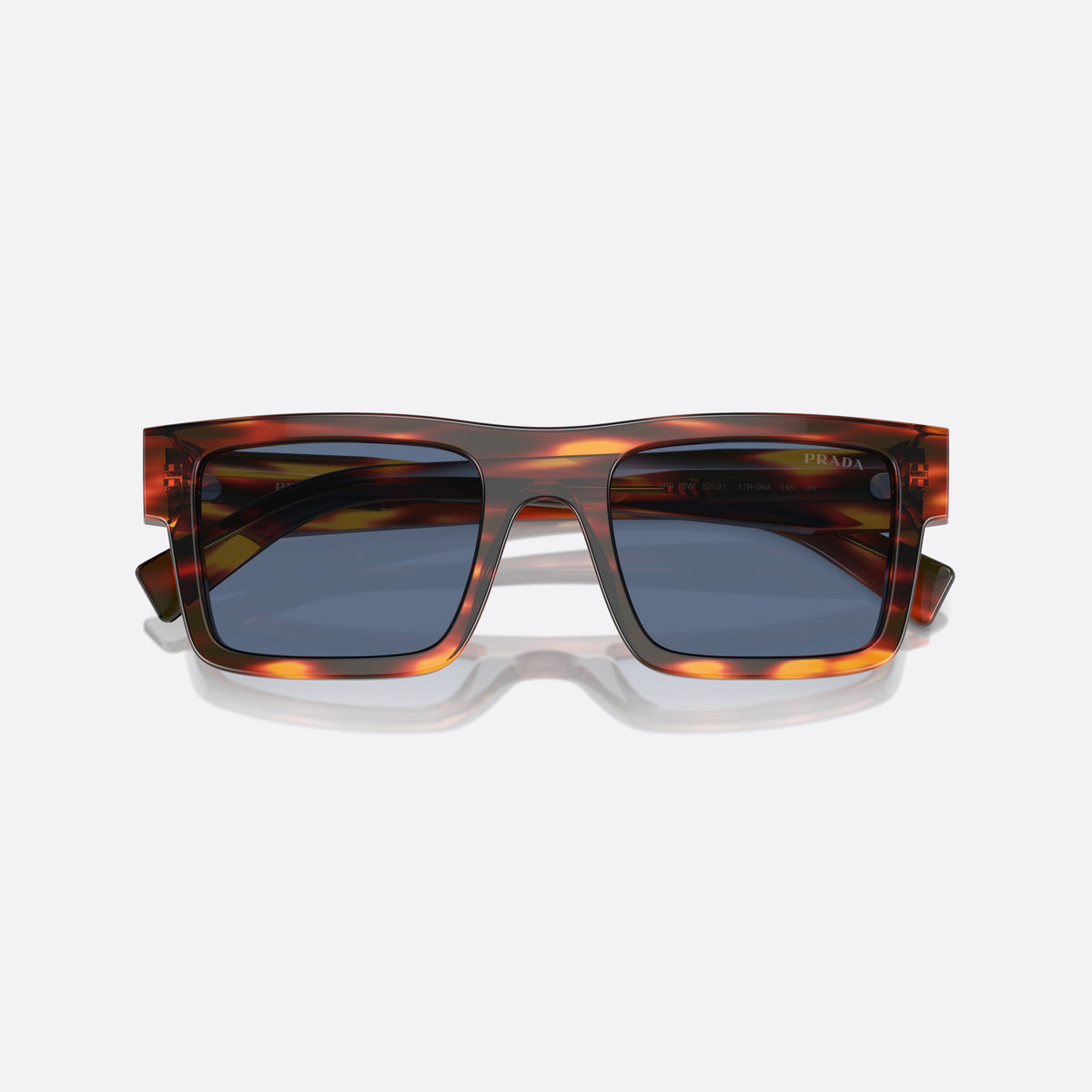 Ochelari de soare Prada PR 19WS 17R06A HVDB, rectangulari multicolor, pentru bărbați, punte simplă cu partea superioară dreaptă, brațe late conice, cu brațele pliate