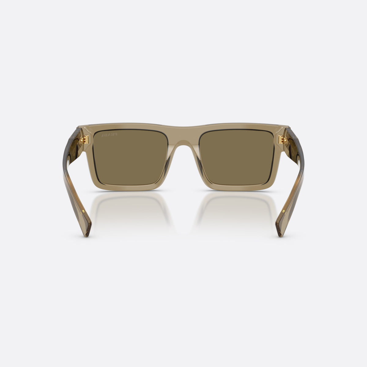 Ochelari de soare Prada PR 19WS 29E90F, rectangulari maro, pentru bărbați, punte simplă, literele brandului pe brațe, ramă completă, vedere din spate