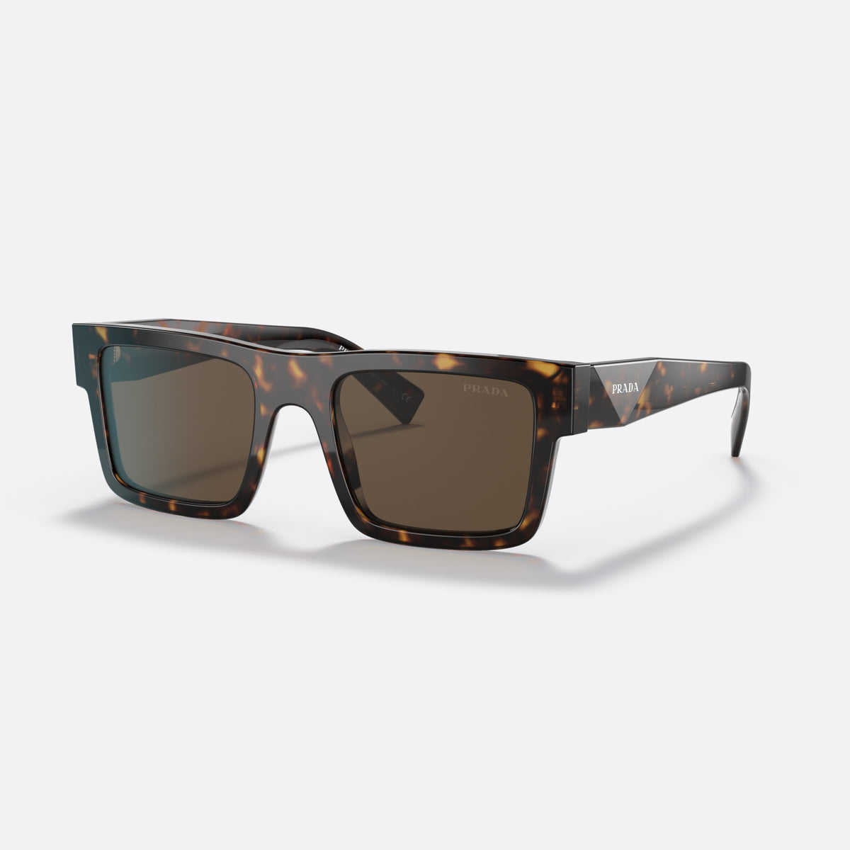 Prada PR 19WS 2AU-8C1 H sunglasses, havana rectangular frame for men, plain bridge, brand lettering on temples, full rim frame