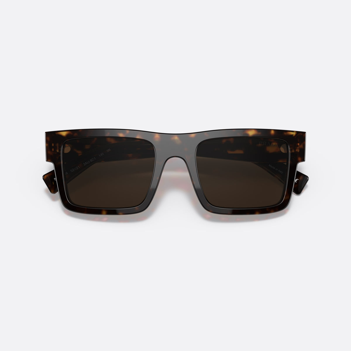 Prada PR 19WS 2AU-8C1 H sunglasses, havana rectangular frame for men, plain bridge, brand lettering on temples, full rim frame