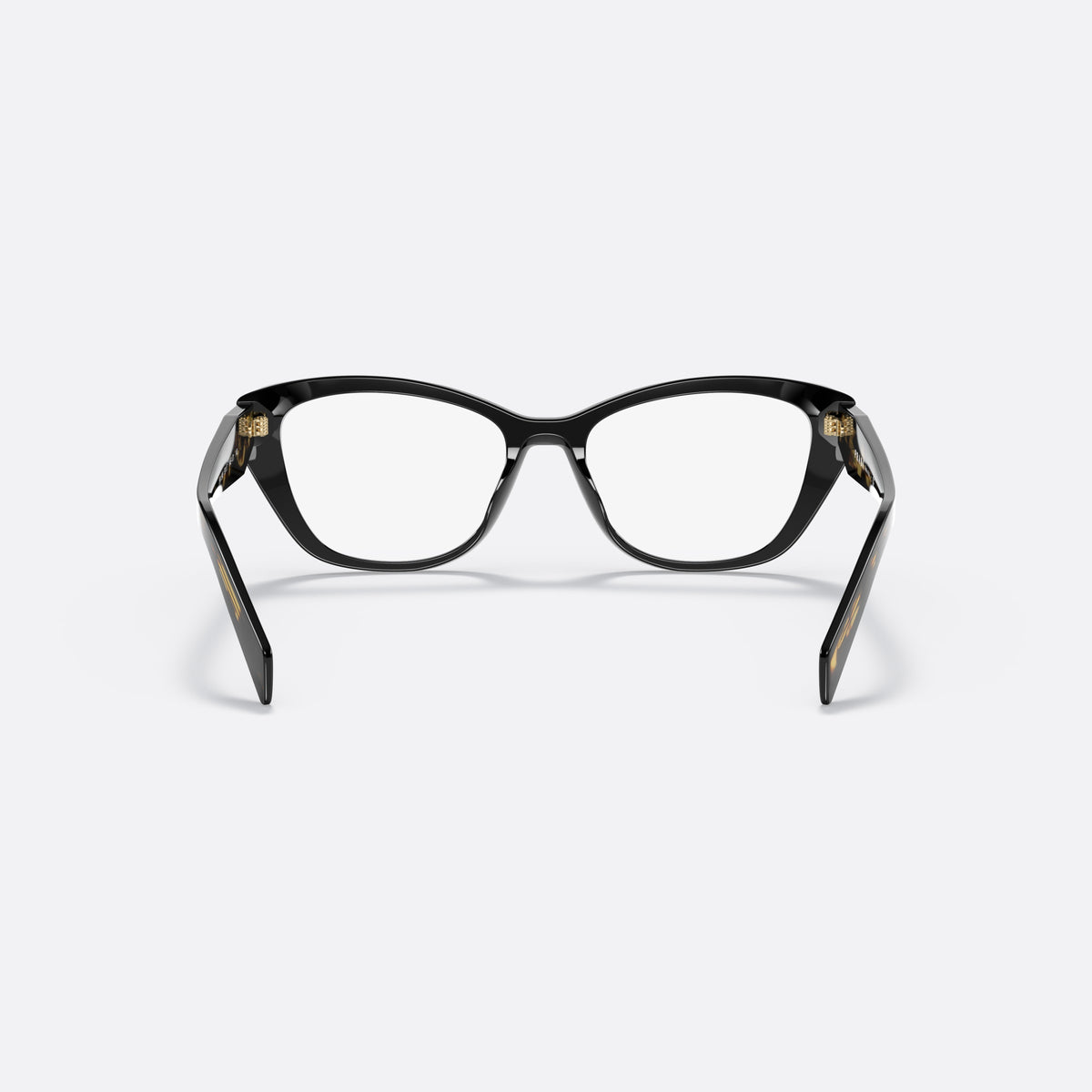 Rame ochelari de vedere Prada PR 19WV 1AB1O1, cat eye negru, pentru femei, punte simplă, literele brandului pe brațe, balamale aurii