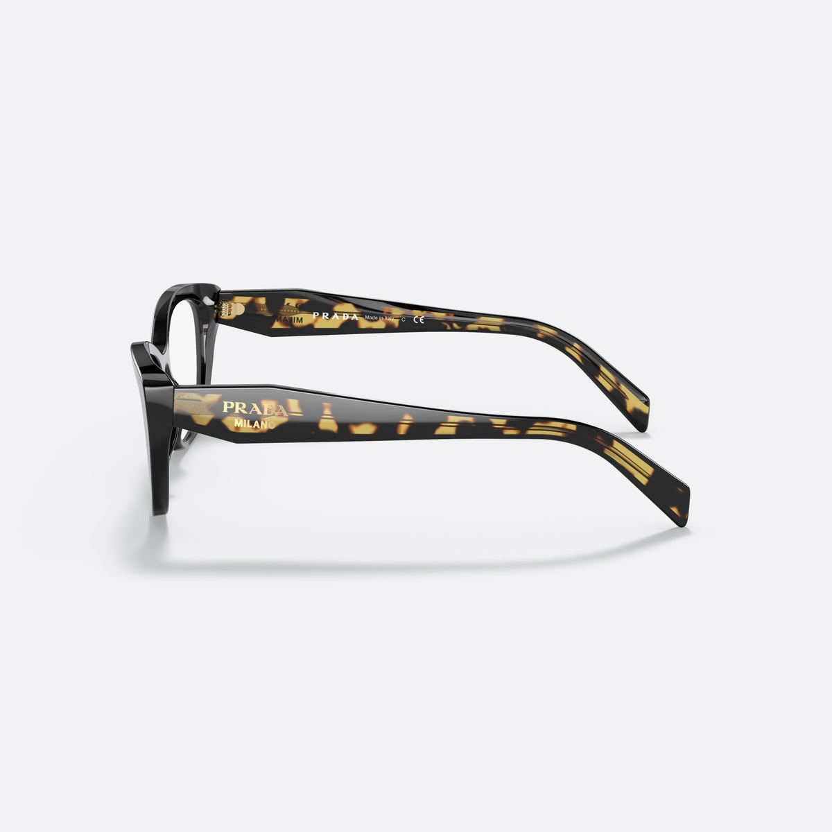 Rame ochelari de vedere Prada PR 19WV 1AB1O1, cat eye negru, pentru femei, punte simplă, literele brandului pe brațe, balamale aurii