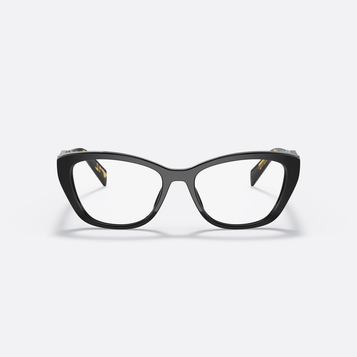 Rame ochelari de vedere Prada PR 19WV 1AB1O1, cat eye negru, pentru femei, punte simplă, literele brandului pe brațe, balamale aurii