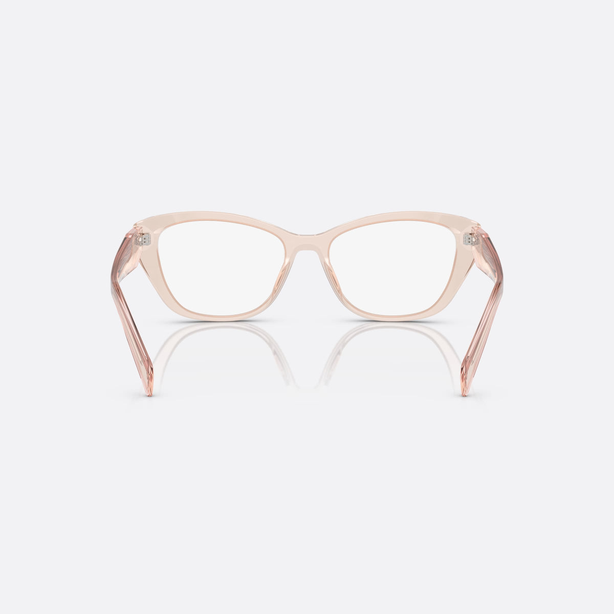 Prada PR 19WV 53 eyeglasses, pink cat eye frame for women, keyhole bridge, brand lettering on temples