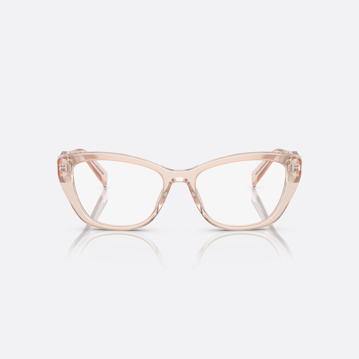 Prada PR 19WV 53 eyeglasses, pink cat eye frame for women, keyhole bridge, brand lettering on temples
