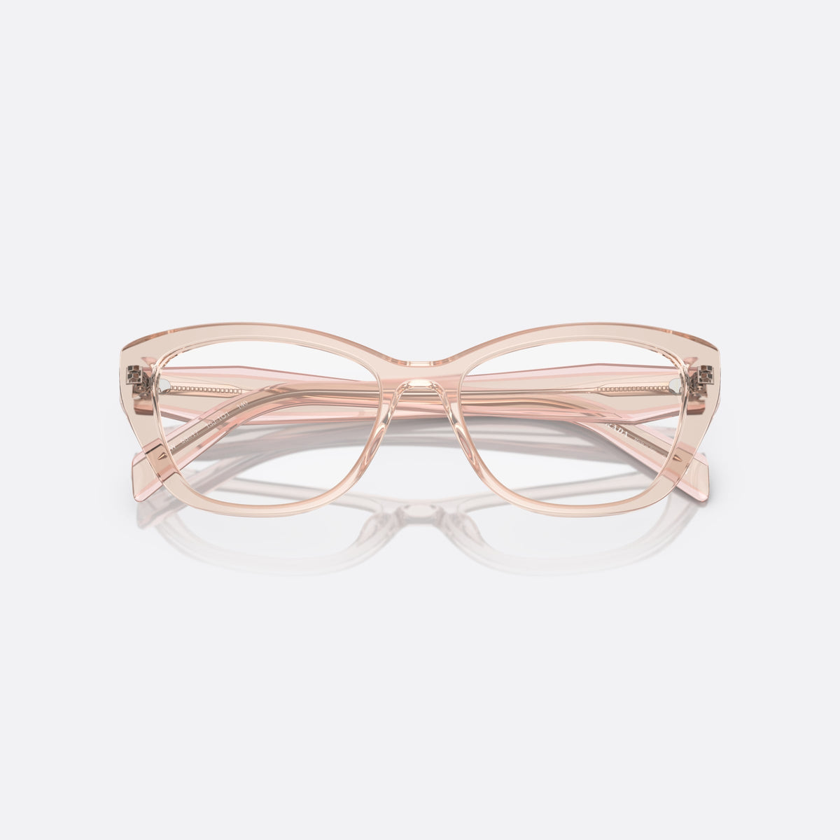 Prada PR 19WV 53 eyeglasses, pink cat eye frame for women, keyhole bridge, brand lettering on temples