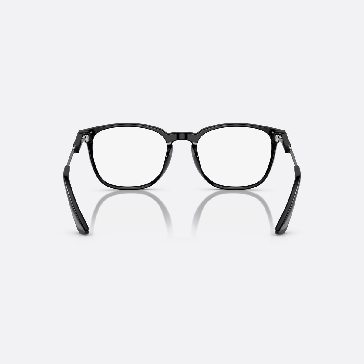Rame ochelari de vedere Prada PR 19ZV 1AB-1O1, geometrica negru, pentru bărbați, punte simplă din acetat, literele brandului pe brațe, vedere din spate