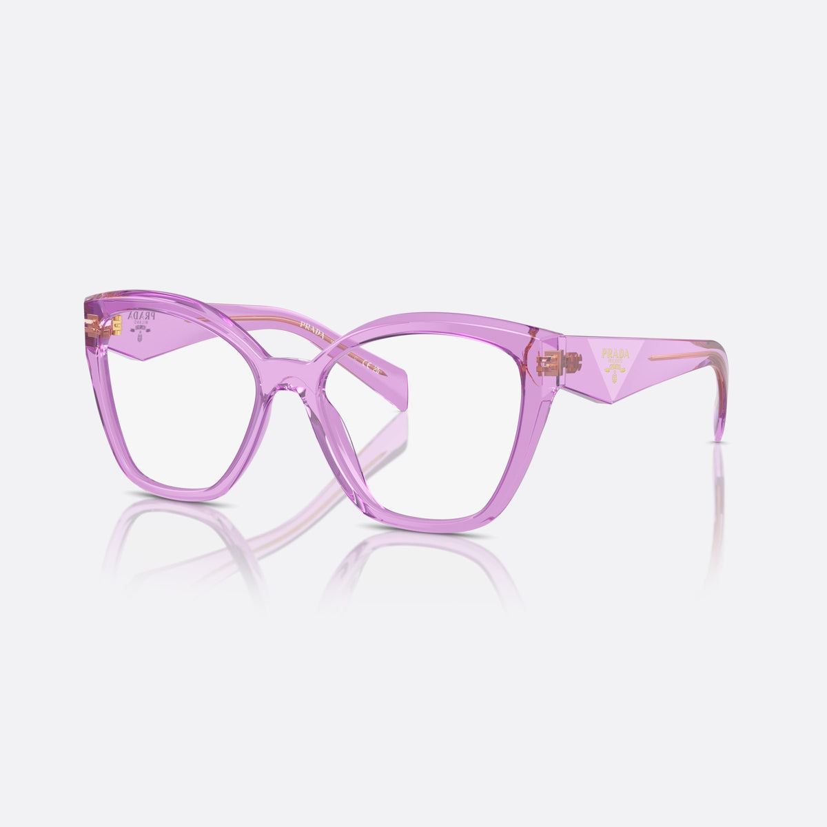 Rame ochelari de vedere Prada PR 20ZV 13R1O1, fluture violet, pentru femei, punte simplă, plăcuță cu logo pe braț, ramă completă