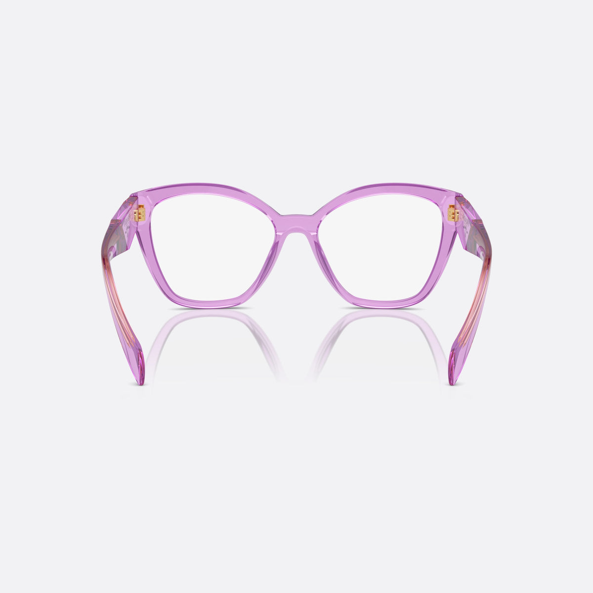 Rame ochelari de vedere Prada PR 20ZV 13R1O1, fluture violet, pentru femei, punte simplă, plăcuță cu logo pe braț, ramă completă, vedere din spate