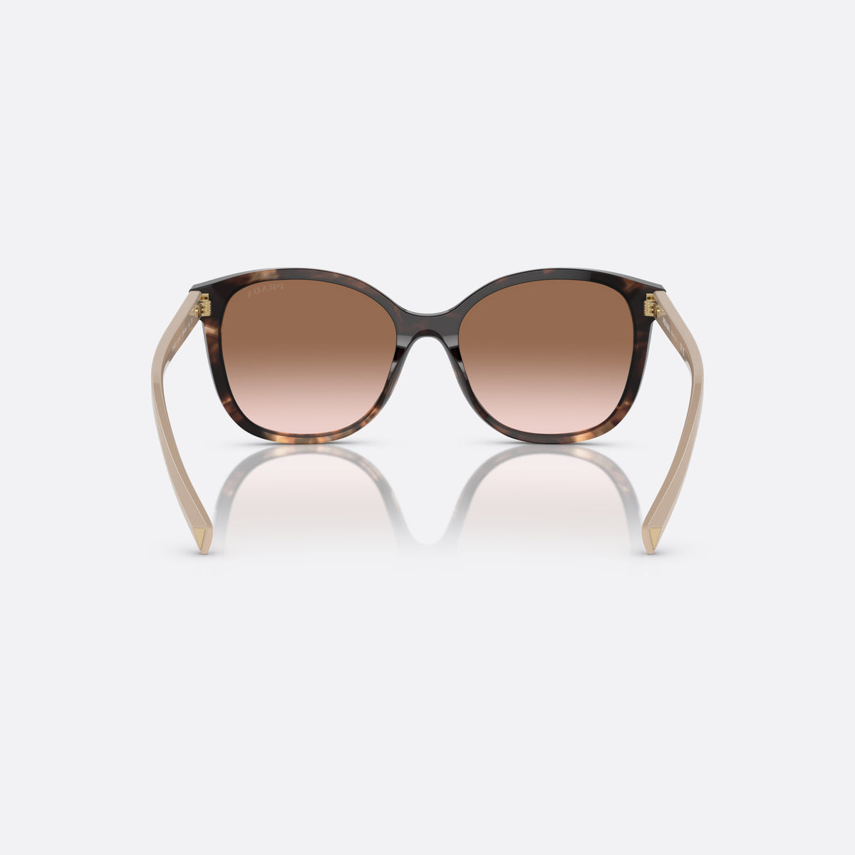 Ochelari de soare Prada PR 22ZS 07R-0A6 A, patrati țestoasă, pentru femei, punte keyhole, literele brandului pe brațe, ramă completă, vedere din spate