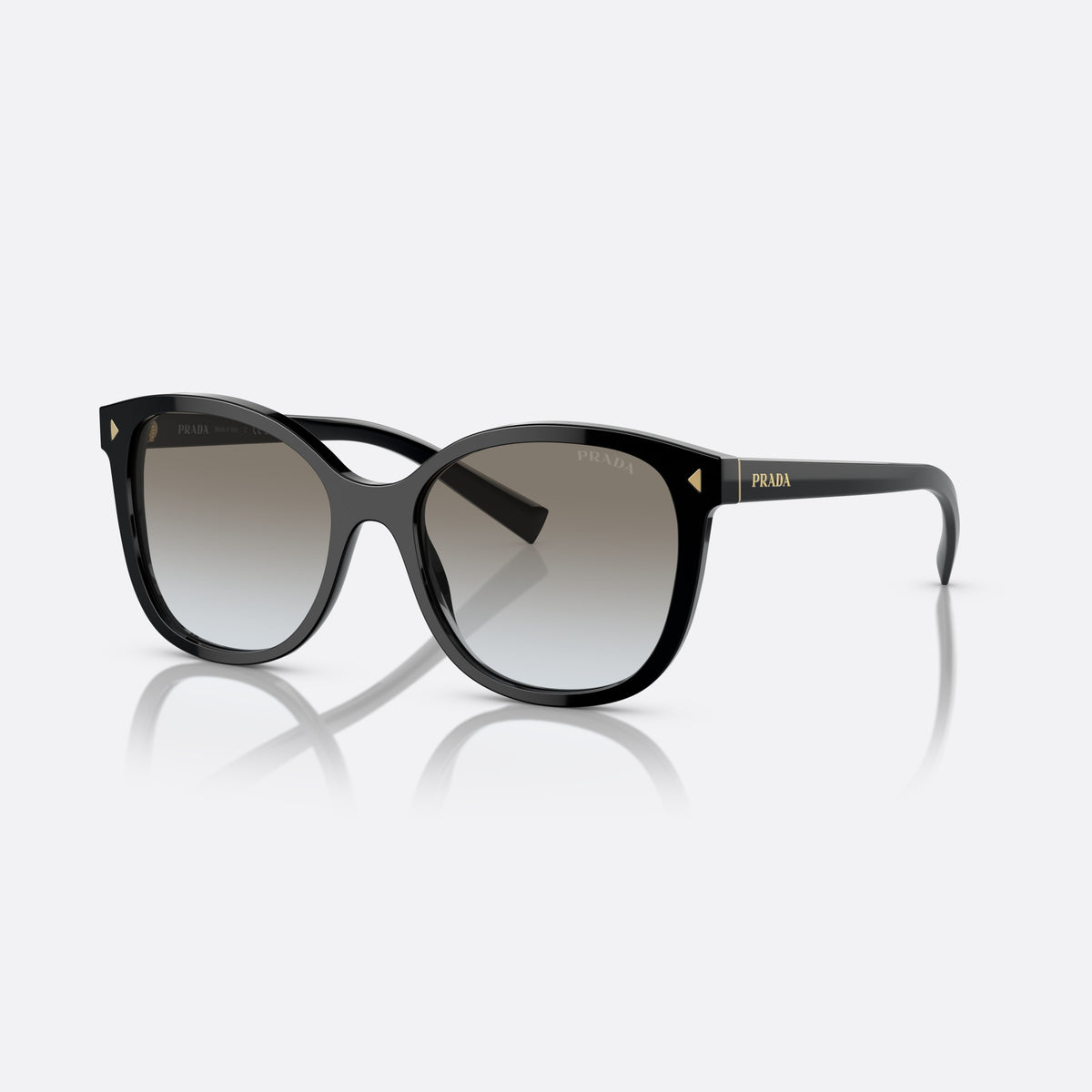 Ochelari de soare Prada PR 22ZS 1AB-0A7, patrati negru, pentru femei, punte simplă, litere ale brandului pe braț, ramă completă