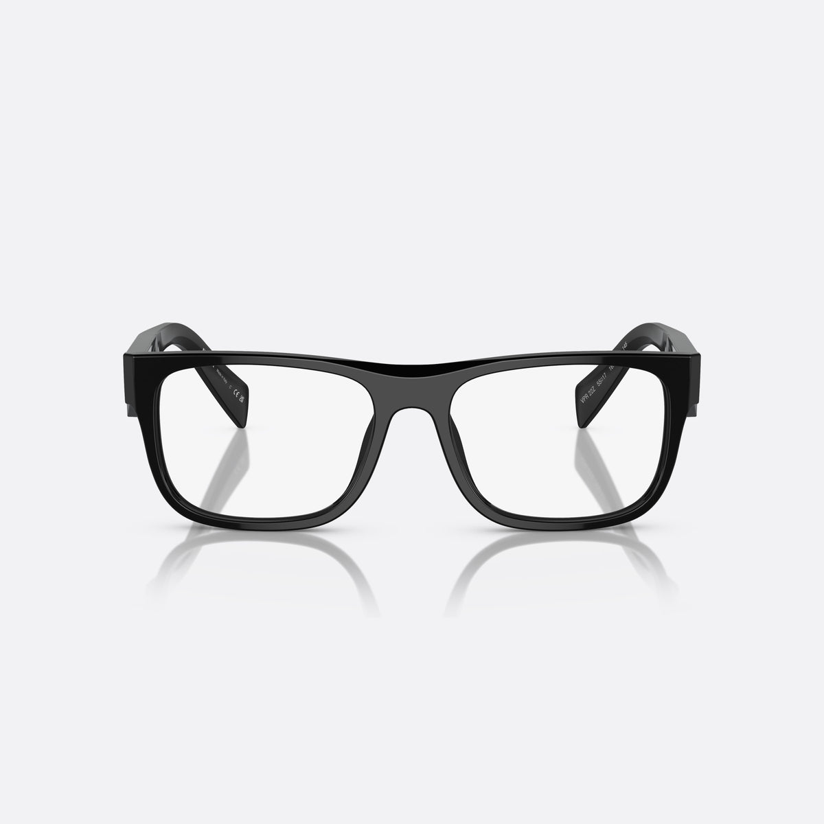 Rame ochelari de vedere Prada PR 22ZV 16K-1O1, rectangulari negru, pentru bărbați, punte simplă cu dublu arc, literele brandului pe braț