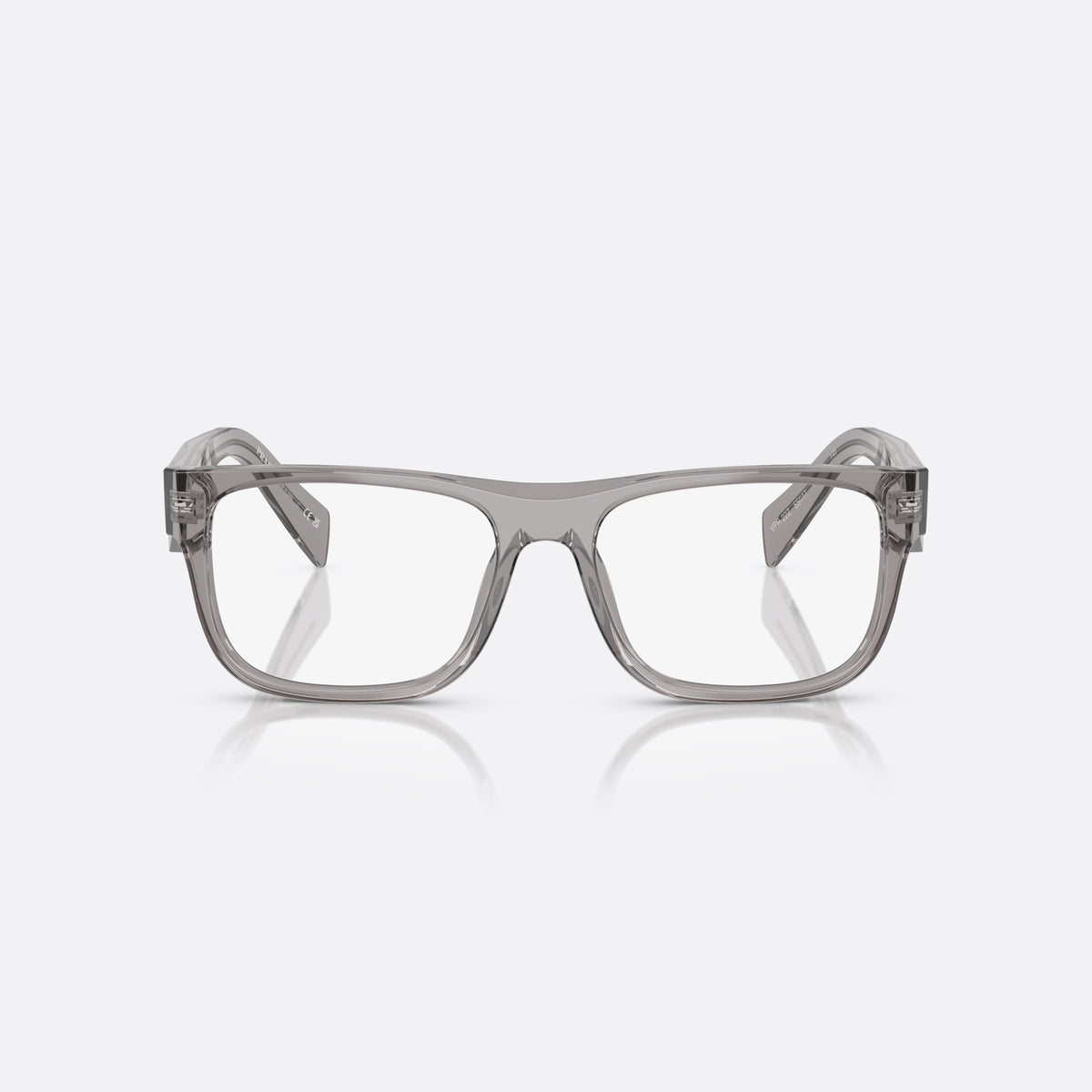 Prada PR 22ZV 16Z1O1 eyeglasses, grey geometric frame for men, plain bridge, integrated into front, full-rim frame, front view
