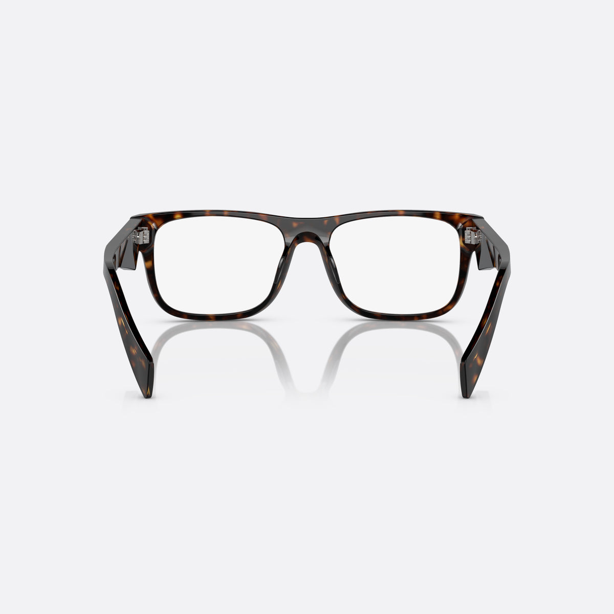Prada PR 22ZV 19J-1O1 A eyeglasses, havana rectangle frame for men, plain double bridge, brand lettering on temples