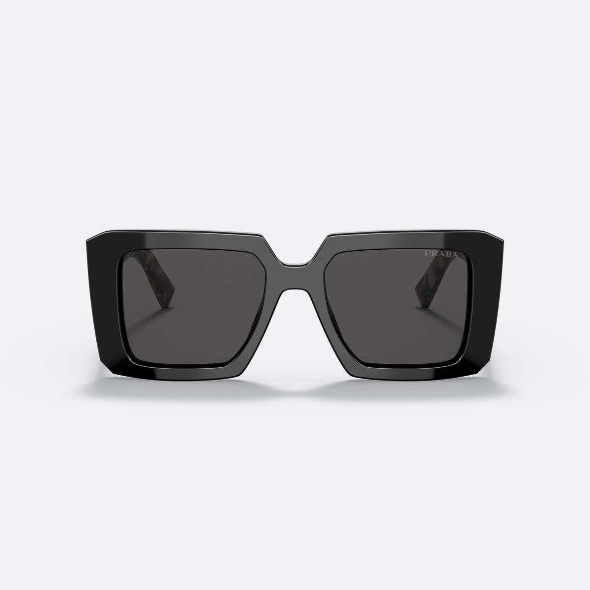 Prada PR 23YS 1AB5/S0 sunglasses, black square frame for women, keyhole bridge, brand lettering on temples, full-rim frame, front view
