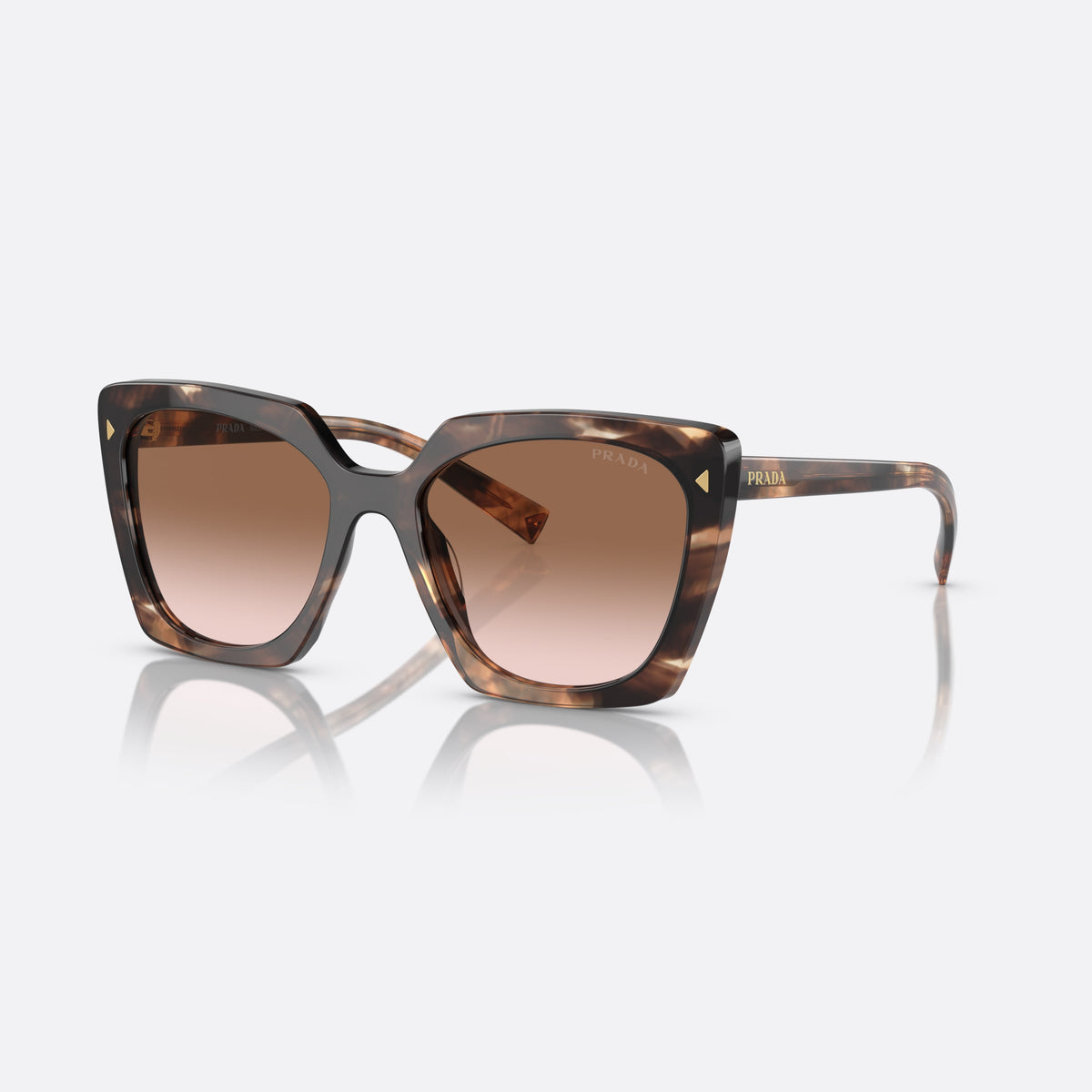 Ochelari de soare Prada PR 23ZS 07R-0A6 A, patrati țestoasă, pentru femei, punte integrată simplă, literele brandului pe braț