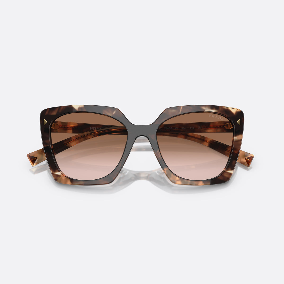 Ochelari de soare Prada PR 23ZS 07R-0A6 A, patrati țestoasă, pentru femei, punte integrată simplă, literele brandului pe braț, cu brațele pliate