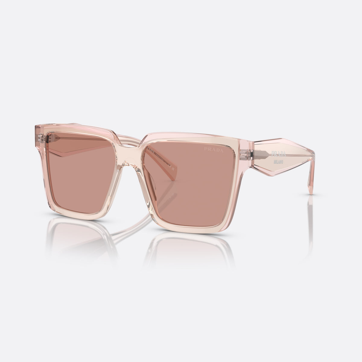 Ochelari de soare Prada PR 24ZS 13I0/8M, patrati roz, pentru femei, punte simplă, literele brandului pe brațe, ramă completă