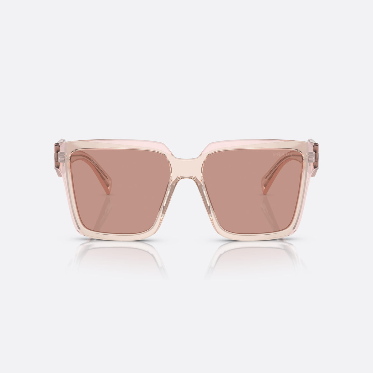 Ochelari de soare Prada PR 24ZS 13I0/8M, patrati roz, pentru femei, punte simplă, literele brandului pe brațe, ramă completă, vedere din față