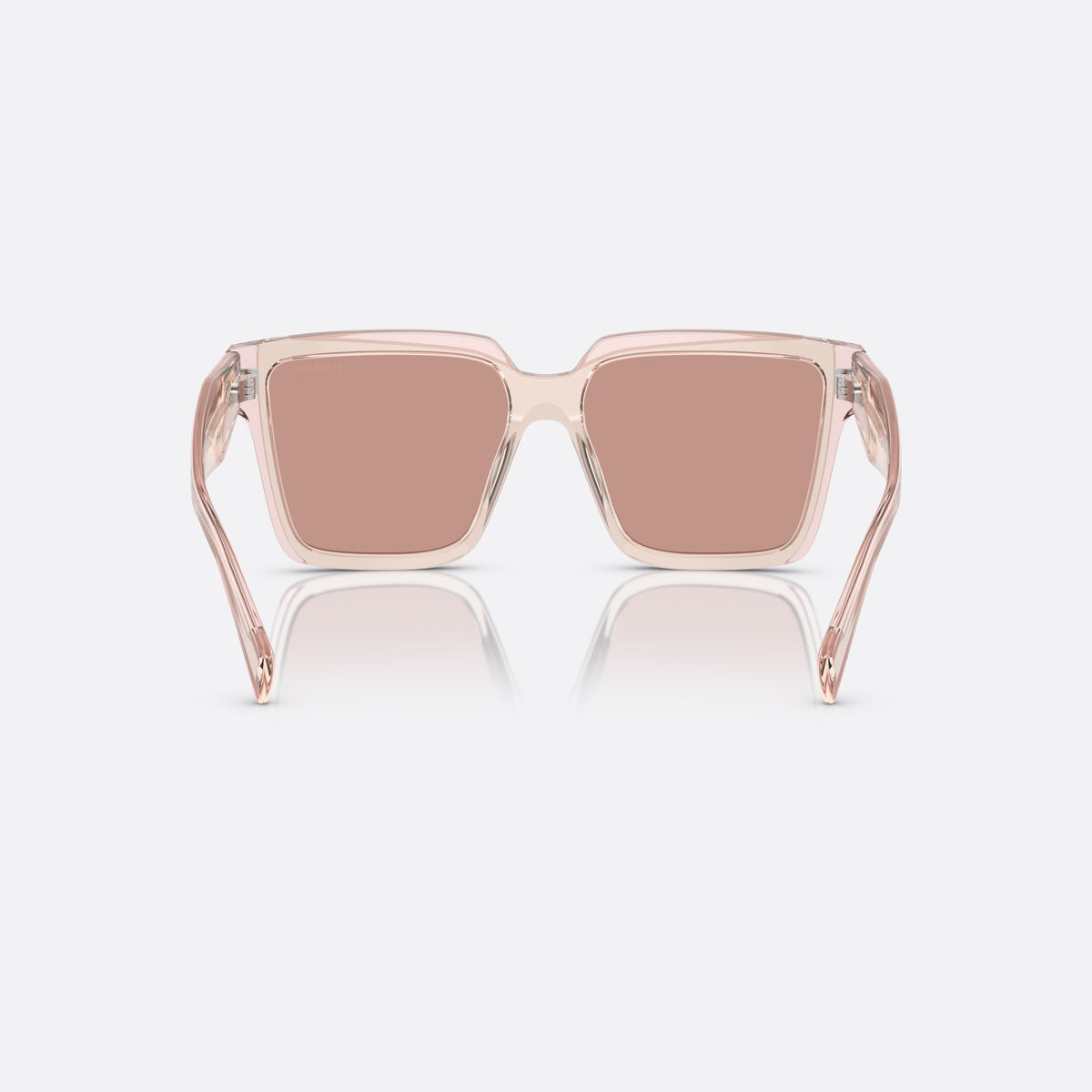 Ochelari de soare Prada PR 24ZS 13I0/8M, patrati roz, pentru femei, punte simplă, literele brandului pe brațe, ramă completă, vedere din spate
