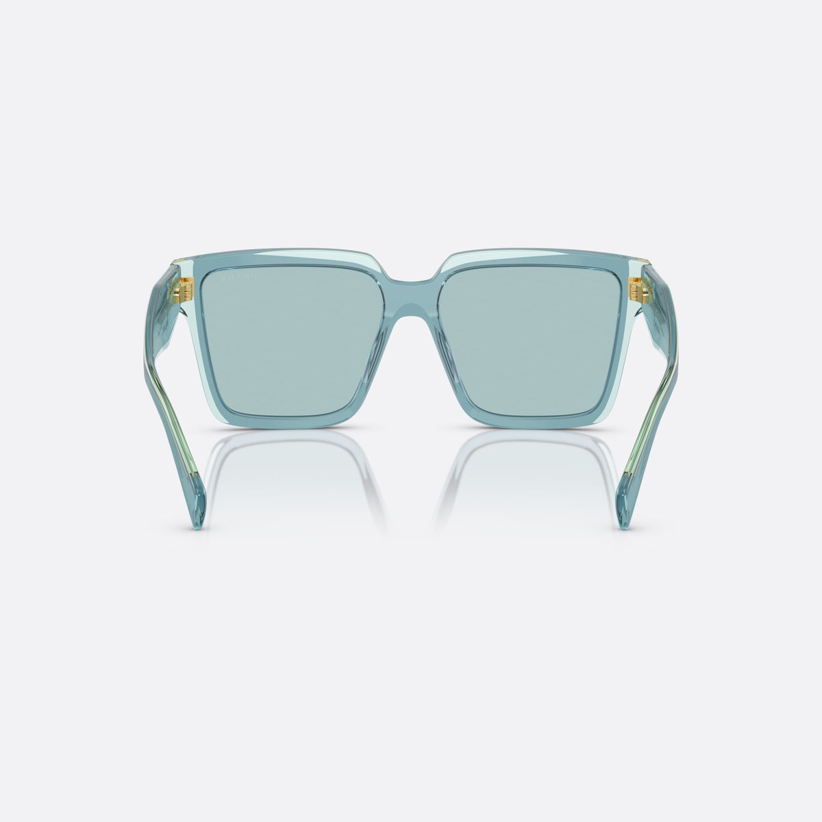 Prada PR 24ZS 15I0/2F sunglasses, blue square frame for women, keyhole bridge, brand lettering on temples, full-rim frame