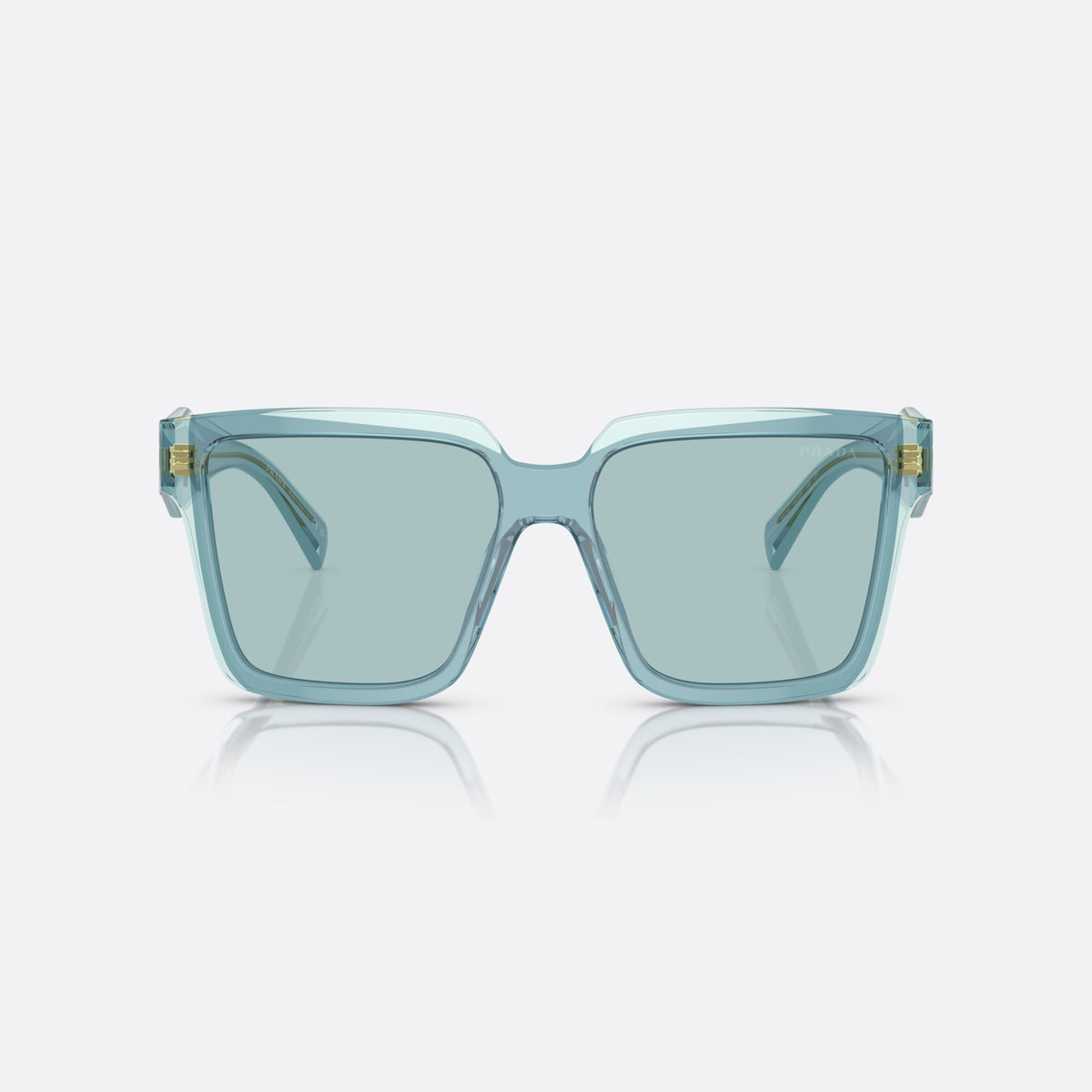 Prada PR 24ZS 15I0/2F sunglasses, blue square frame for women, keyhole bridge, brand lettering on temples, full-rim frame