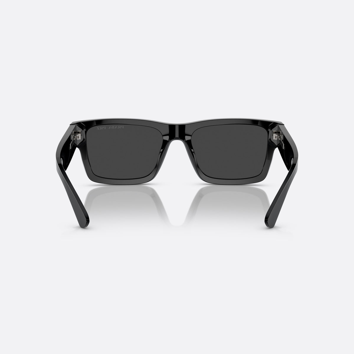 Ochelari de soare Prada PR 25ZS 1AB08G, rectangulari negru, pentru bărbați, punte simplă, litere ale brandului pe braț, ramă completă, vedere din spate