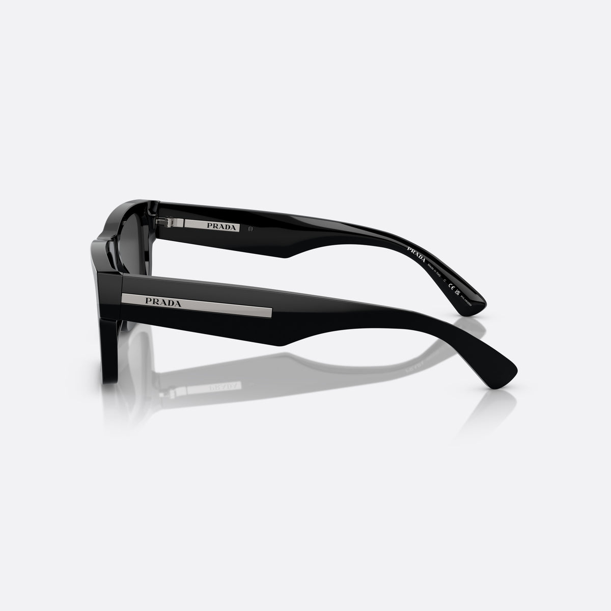 Ochelari de soare Prada PR 25ZS 25ZS, rectangulari negru, pentru bărbați, punte simplă, integrată în ramă, ramă completă, groasă, vedere laterală