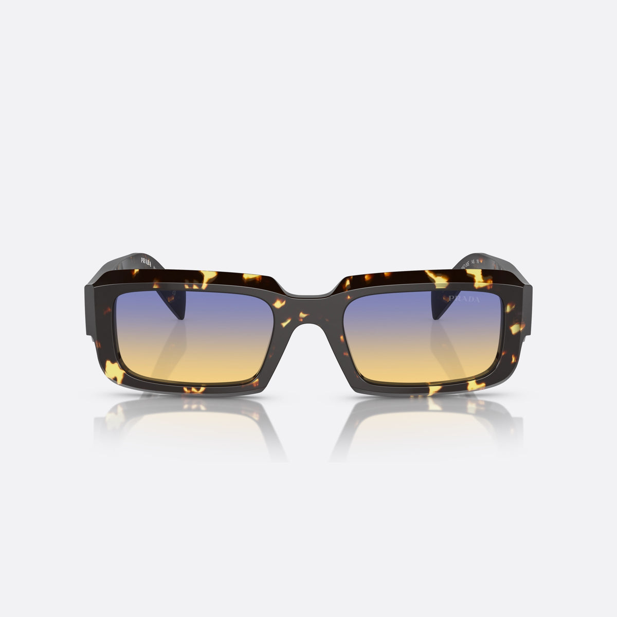 Prada PR 27ZS 16O50E BLDB sunglasses, black geometric frame for men, plain bridge, integrated front, brand lettering on temples, front view