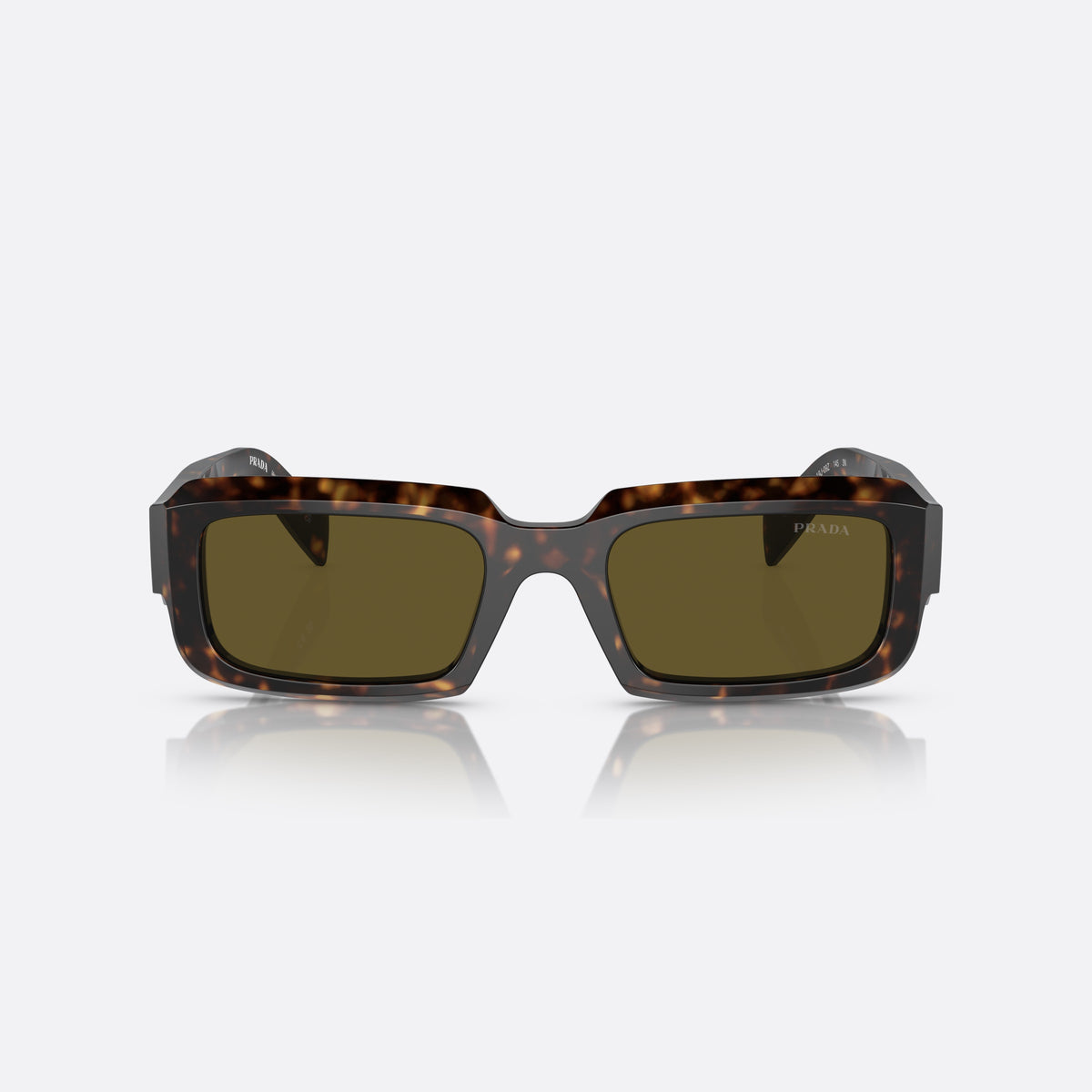 Ochelari de soare Prada PR 27ZS 19J-09Z, neregulat verde, pentru bărbați, punte simplă, literele brandului pe brațe, vedere din față