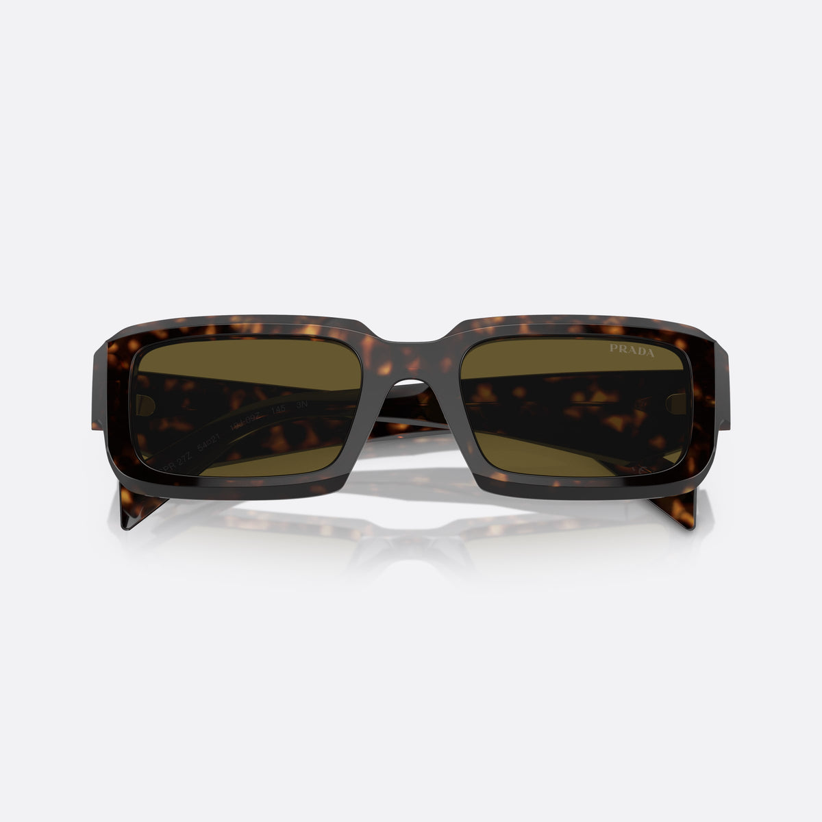 Ochelari de soare Prada PR 27ZS 19J-09Z, neregulat verde, pentru bărbați, punte simplă, literele brandului pe brațe, cu brațele pliate