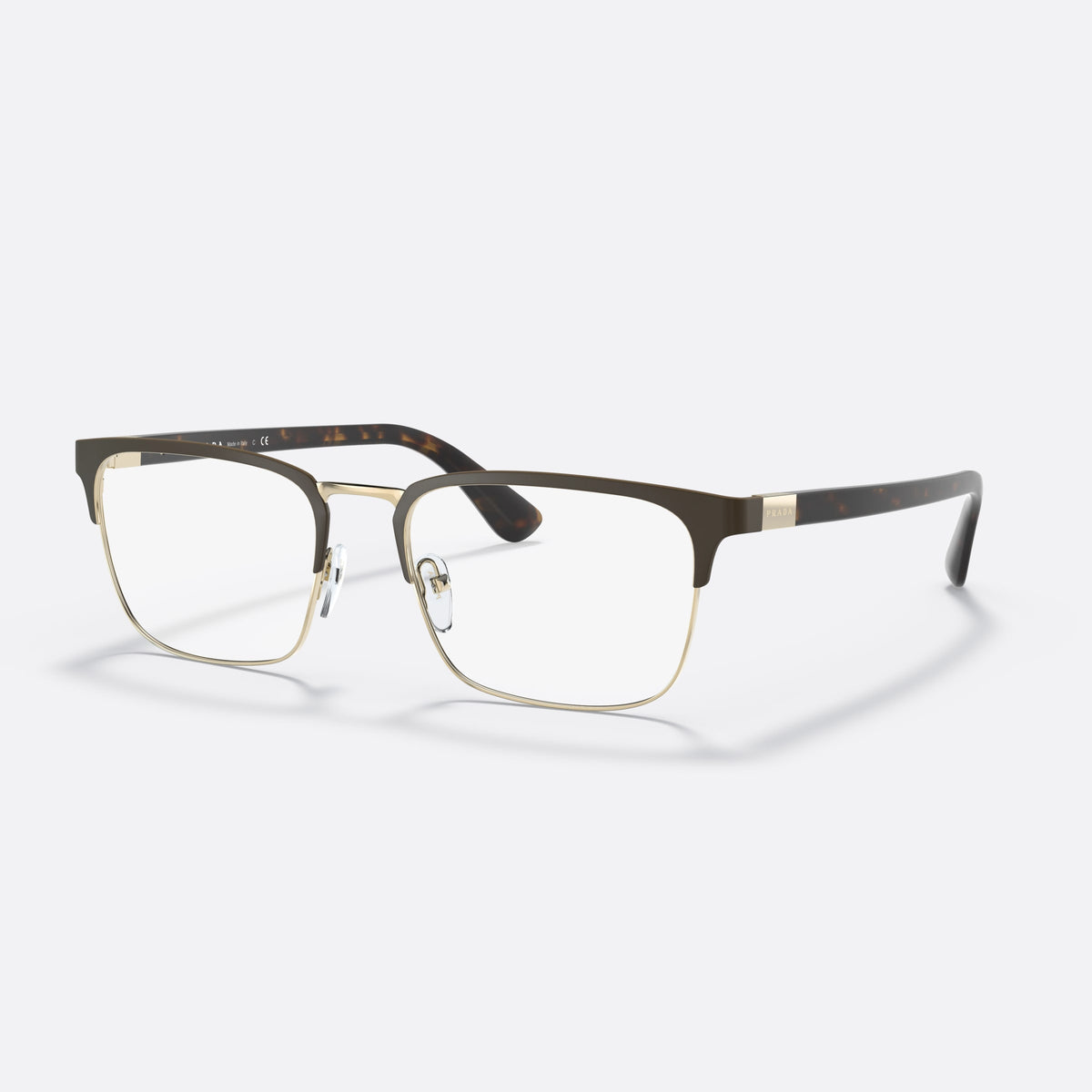 Rame ochelari de vedere Prada PR 54TV HERITAGE 01U1O1, rectangulari gri, pentru bărbați, punte șa cu metal, literele brandului pe brațe