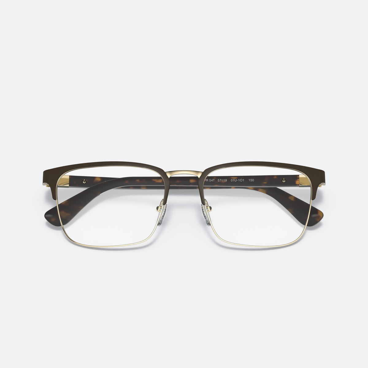 Rame ochelari de vedere Prada PR 54TV HERITAGE 01U1O1, rectangulari gri, pentru bărbați, punte șa cu metal, literele brandului pe brațe, cu brațele pliate
