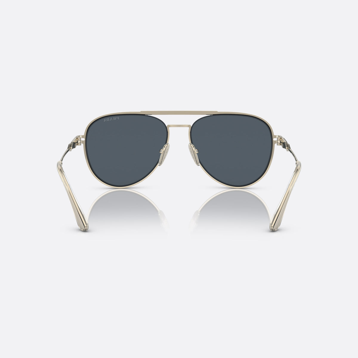 Prada PR 54ZS 17F-09T sunglasses, silver pilot frame for men, double bridge with top bar, slim tapered temples, back view