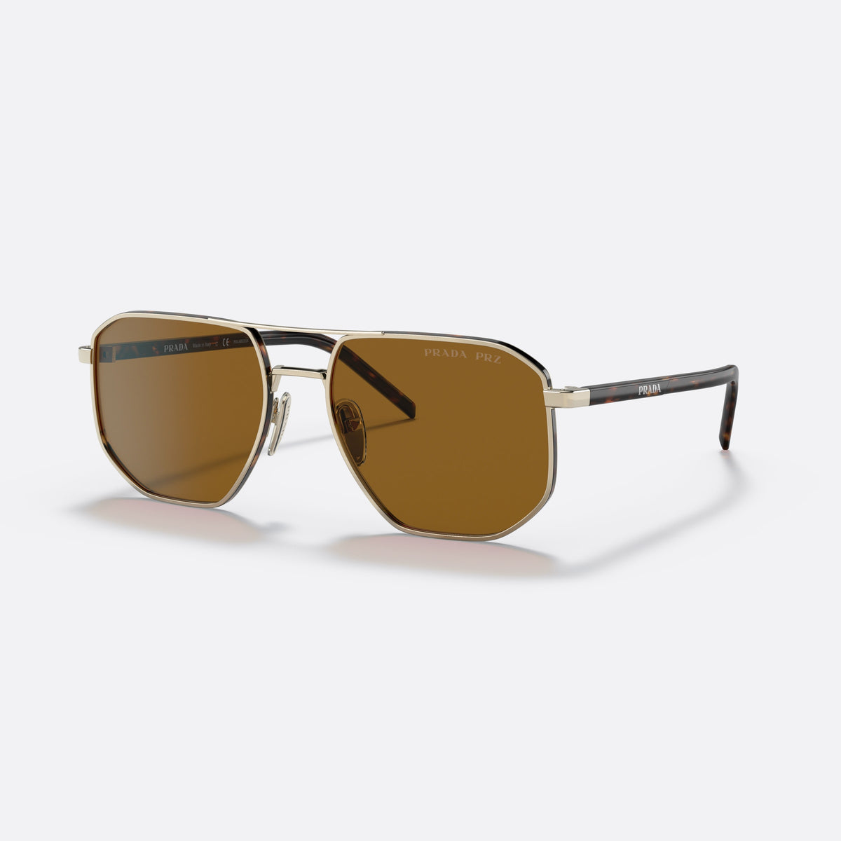Prada PR 59YS ZVN5Y1 sunglasses, gold pilot frame for men, double bridge with metal top