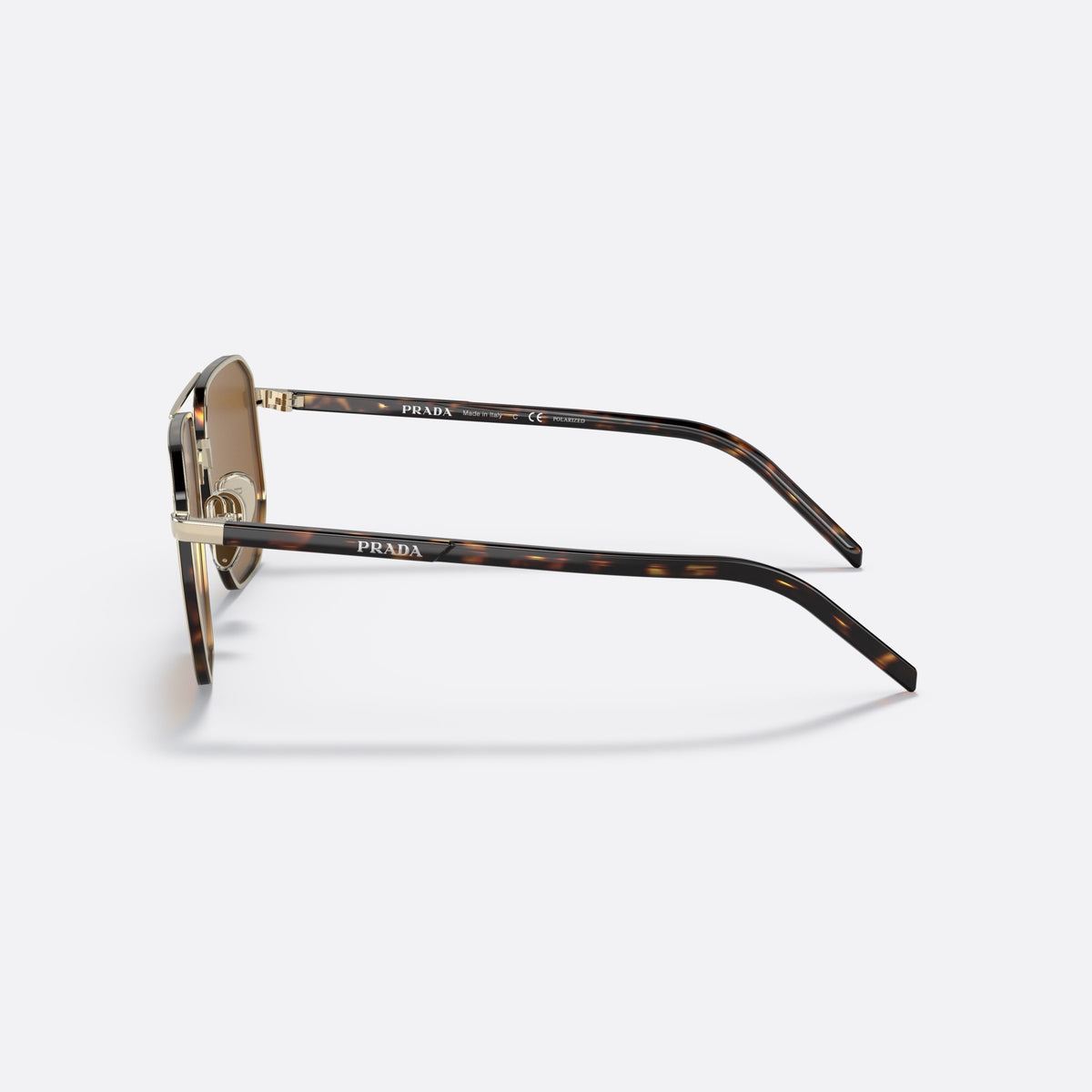 Prada PR 59YS ZVN5Y1 sunglasses, gold pilot frame for men, double bridge with metal top, side view