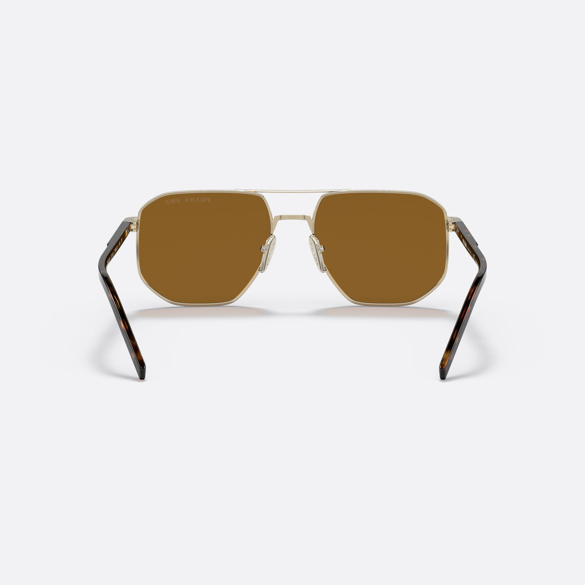 Prada PR 59YS ZVN5Y1 sunglasses, gold pilot frame for men, double bridge with metal top, back view