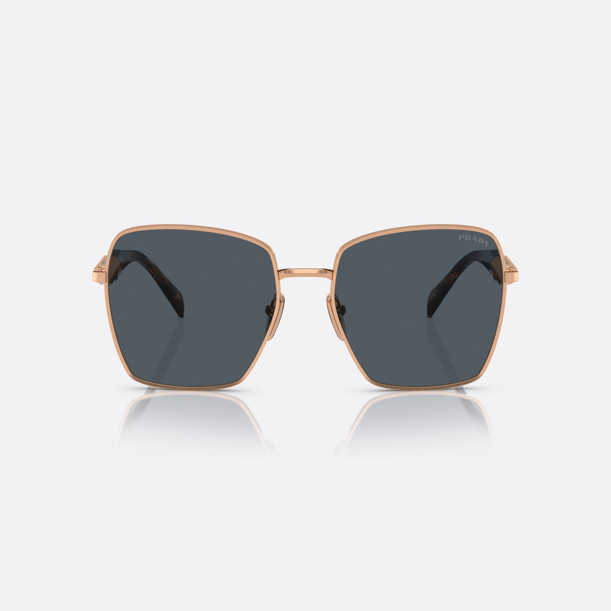 Ochelari de soare Prada PR 64ZS SVF09T, patrati roz, pentru femei, punte metalică simplă, logo al brandului pe lentilă, vedere din față