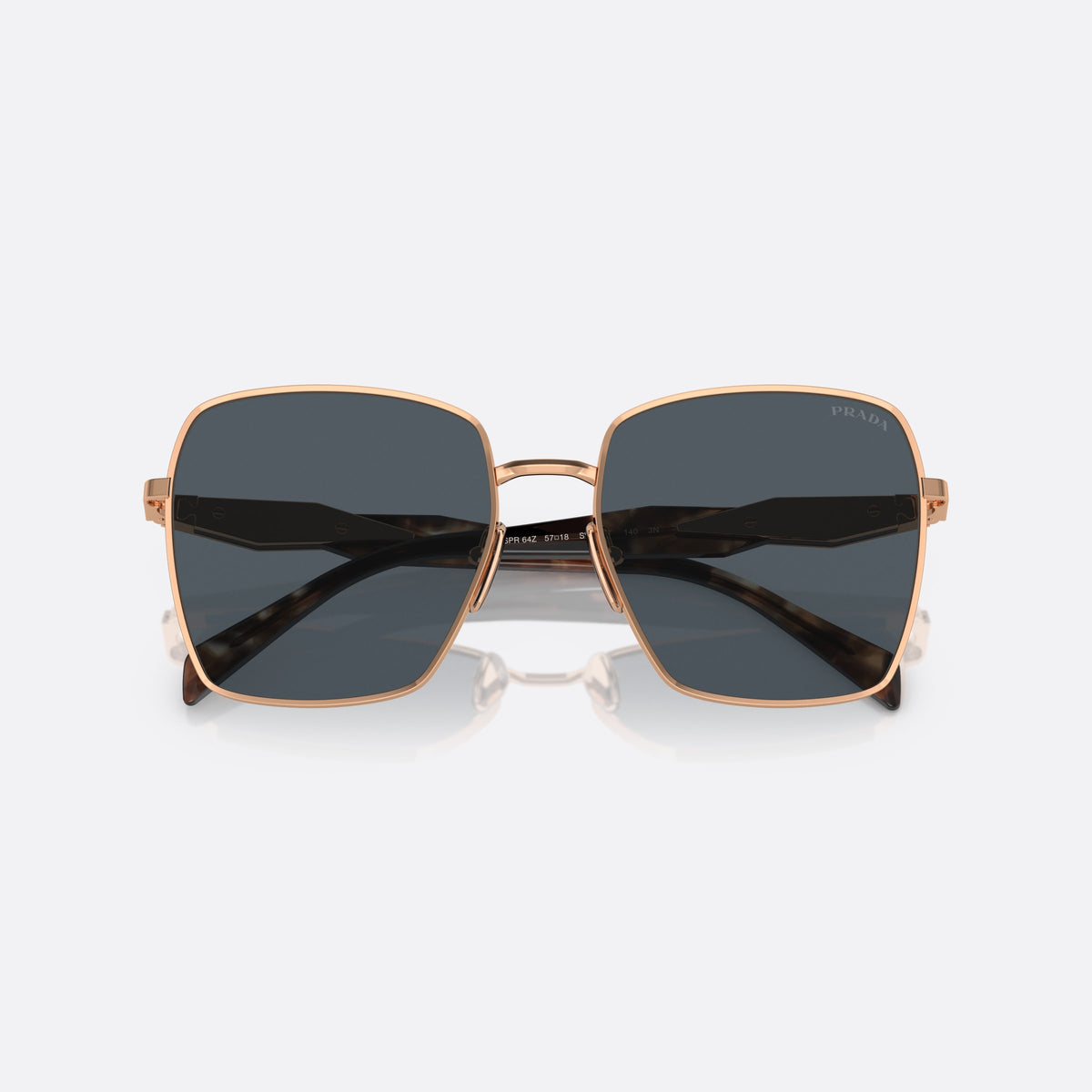 Ochelari de soare Prada PR 64ZS SVF09T, patrati roz, pentru femei, punte metalică simplă, logo al brandului pe lentilă, cu brațele pliate