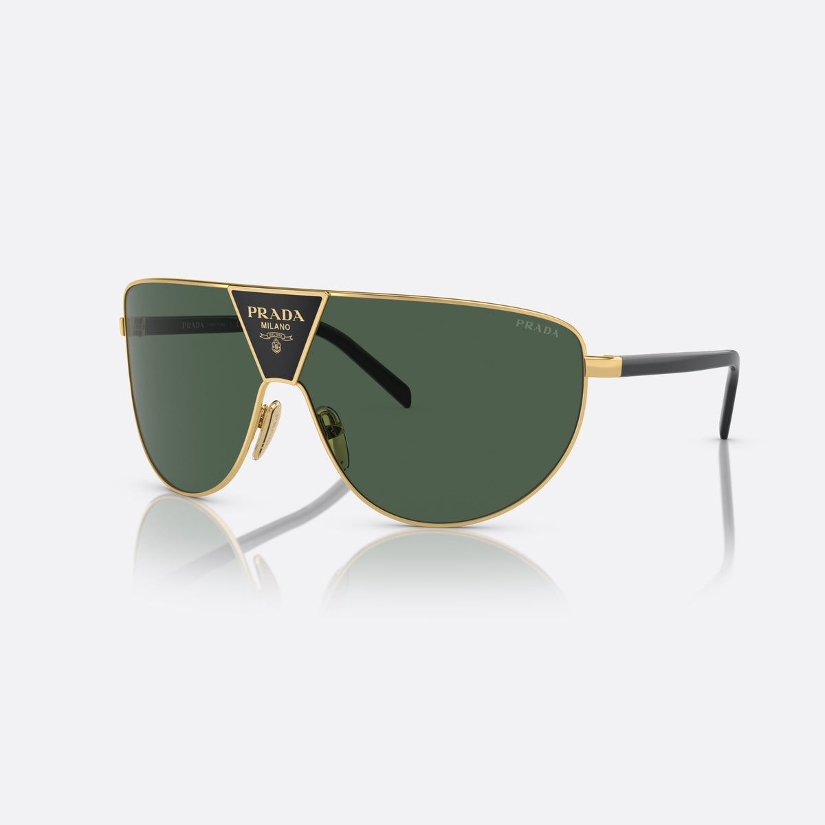 Ochelari de soare Prada PR 69ZS 5AK0/5V, rectangulari auriu, pentru bărbați, punte cu placă triunghiulară integrată