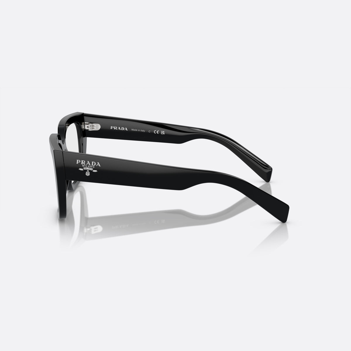 Rame ochelari de vedere Prada PR A03V 16K-1O1 M, neregulat negru, pentru femei, punte dublă cu partea superioară dreaptă, ramă completă