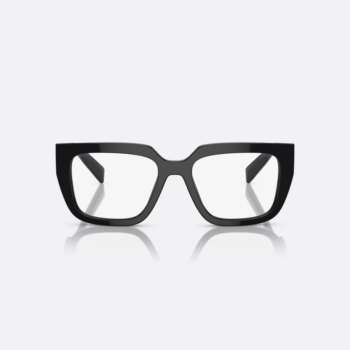 Rame ochelari de vedere Prada PR A03V 16K-1O1 M, neregulat negru, pentru femei, punte dublă cu partea superioară dreaptă, ramă completă