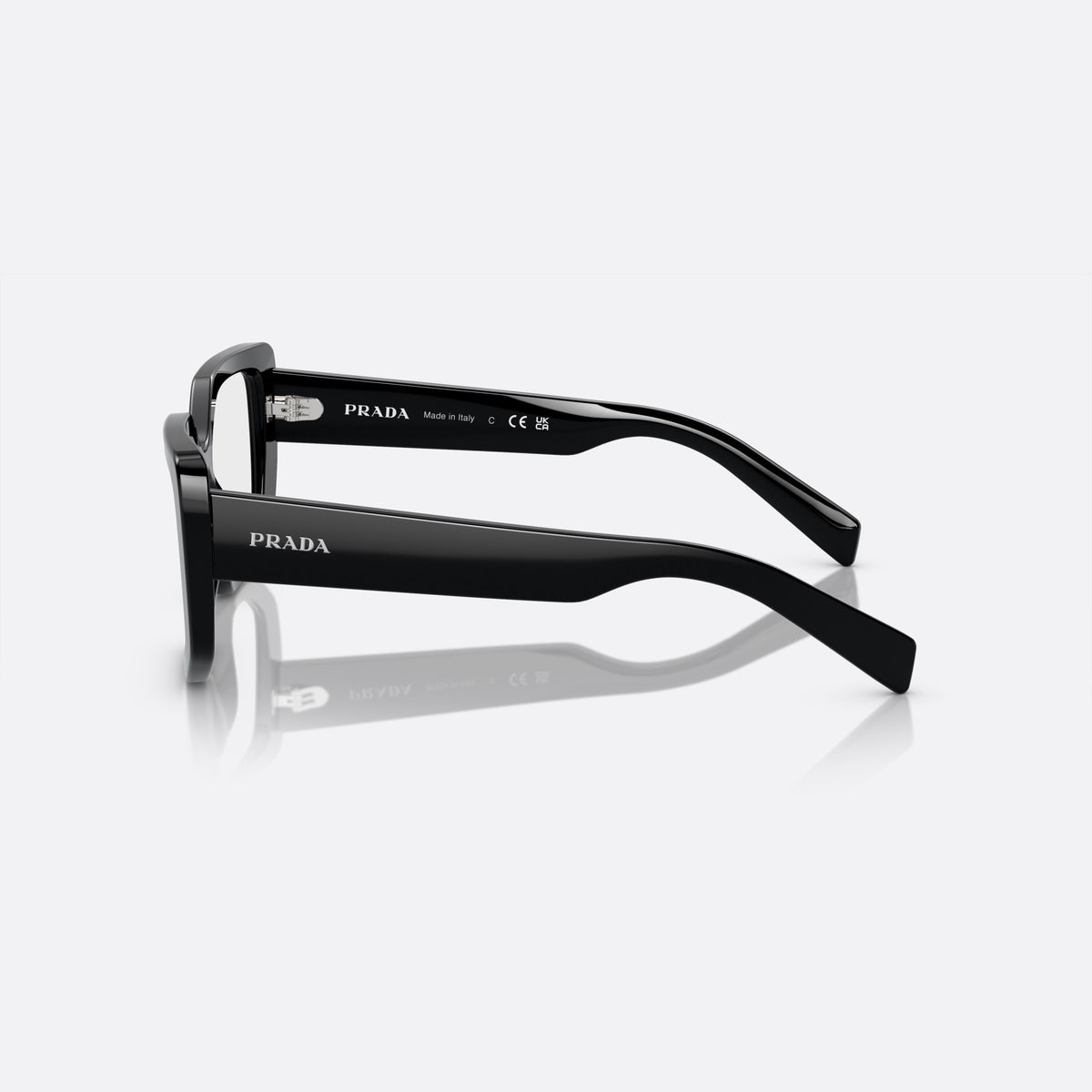 Rame ochelari de vedere Prada PR A04V 1AB-1O1 C, neregulat negru, pentru femei, punte keyhole, literele brandului pe brațe