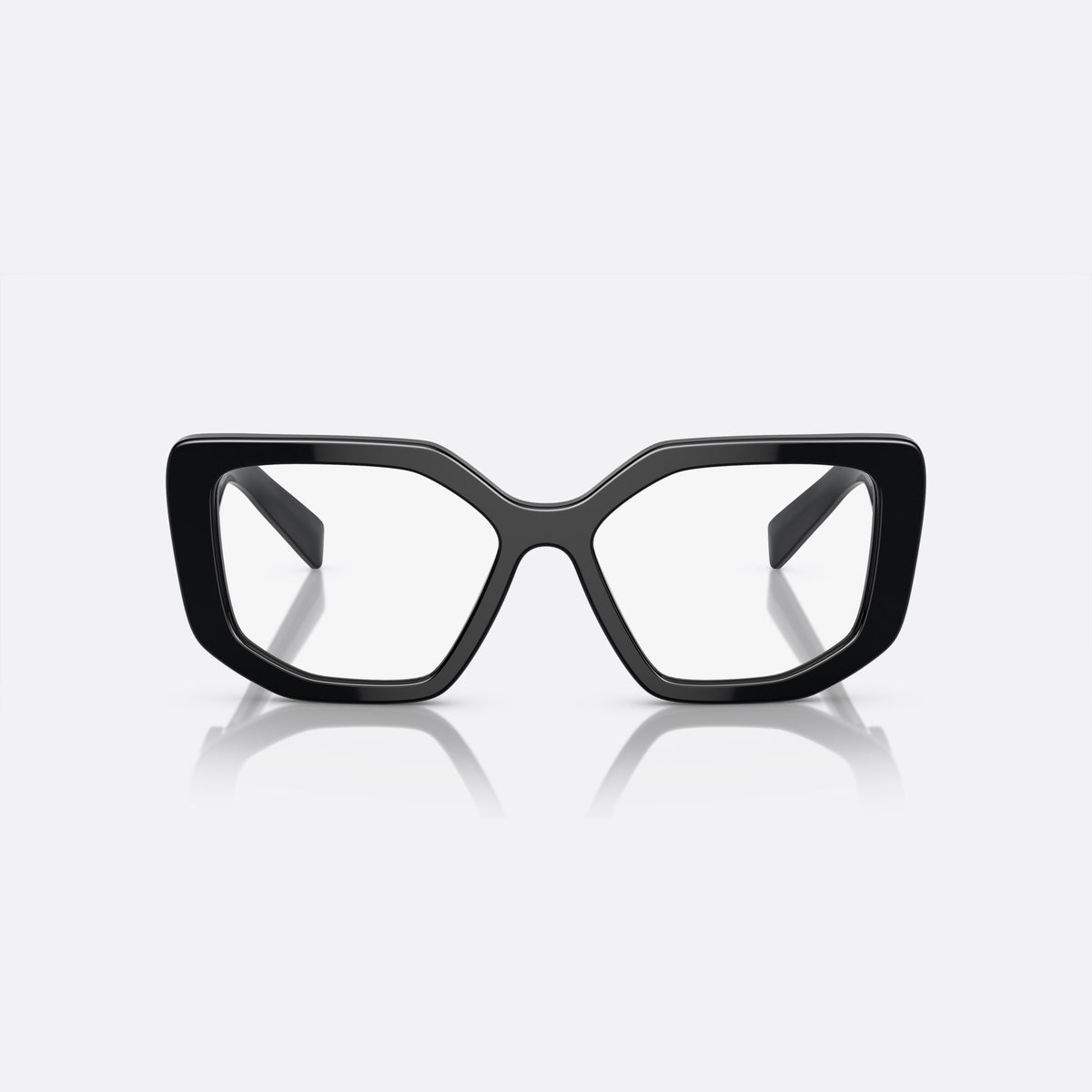 Rame ochelari de vedere Prada PR A04V 1AB-1O1 C, neregulat negru, pentru femei, punte keyhole, literele brandului pe brațe