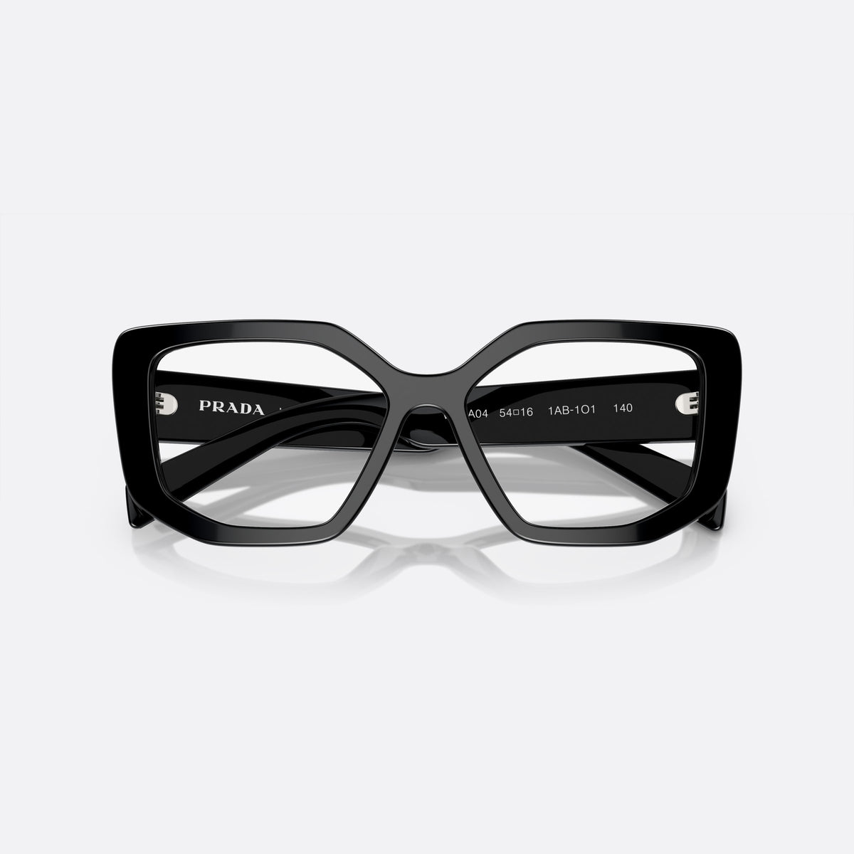 Rame ochelari de vedere Prada PR A04V 1AB-1O1 C, neregulat negru, pentru femei, punte keyhole, literele brandului pe brațe