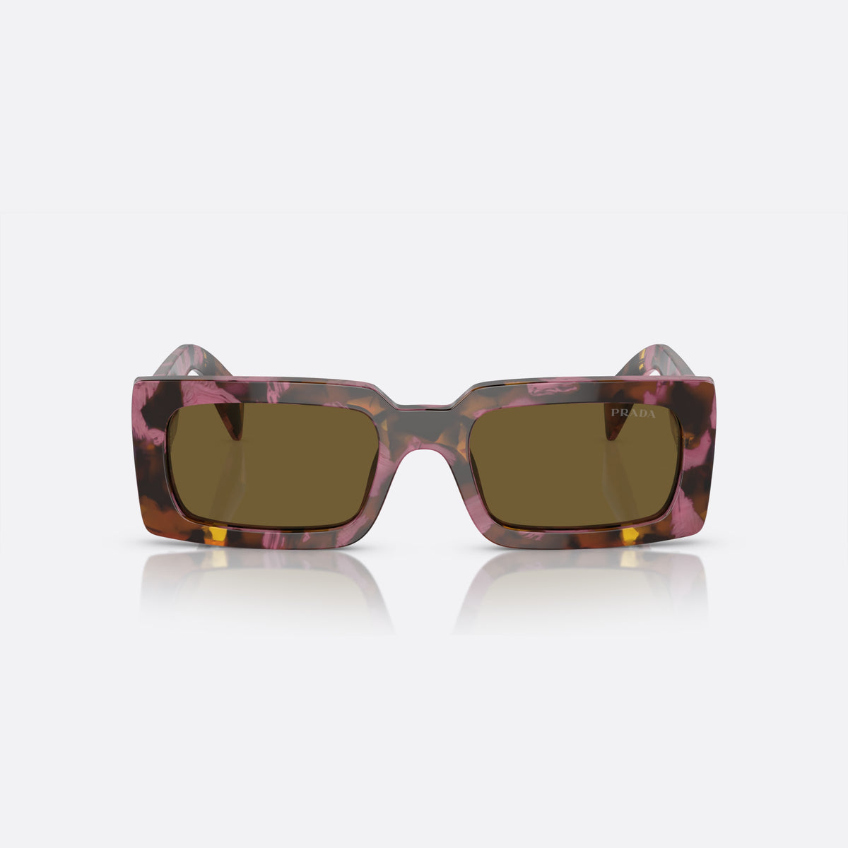 Ochelari de soare Prada PR A07S 18N-01T M, pillow violet, pentru femei, punte simplă, literele brandului pe brațe, brațe late, vedere din față