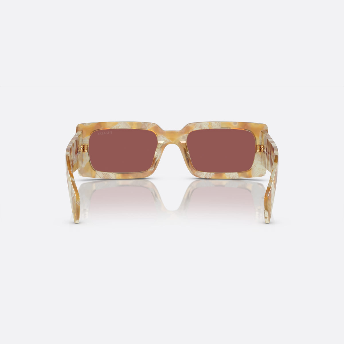 Ochelari de soare Prada PR A07S 19N-08S B, rectangulari maro, pentru femei, punte dublă simplă, brațe late conice
